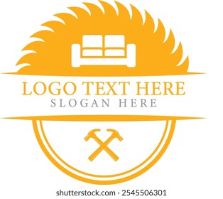 Sägeblatt mit Hammer und Sofa Symbol Illustration Design Vektor.