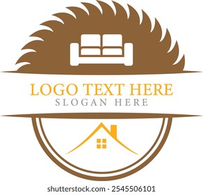 Sägeblatt mit Startseite und Sofa Symbol Illustration Design Vektor.