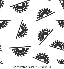 Saw blade icon in flat style. Circular machine vector illustration on white isolated background. Rotary disc seamless pattern business concept.
