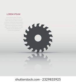 Saw blade icon in flat style. Circular machine vector illustration on white isolated background. Rotary disc business concept.
