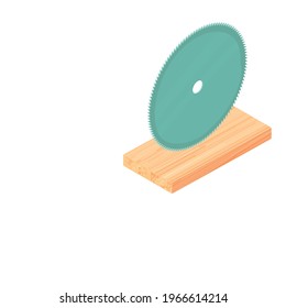 Saw blade icon. Isometric illustration of saw blade vector icon for web