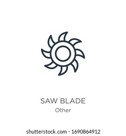 Saw blade icon. Thin linear saw blade outline icon isolated on white background from other collection. Line vector sign, symbol for web and mobile