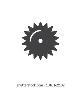 Saw blade icon vector, filled flat sign, solid pictogram isolated on white. Industrial saw symbol, logo illustration.