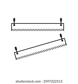 Saw blade icons. Black vector symbols. Zigzag line shapes. White background design.