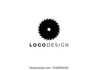 Sägeblatt-Logo-Design für Bau-, Schreiner- und Industriemarken