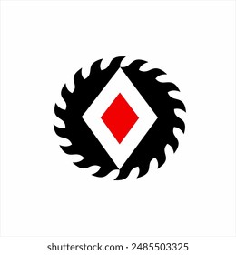 Saw blade logo design with diamond poker symbol.