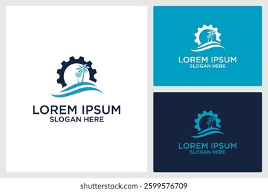 saw blade logo and palm tree logo