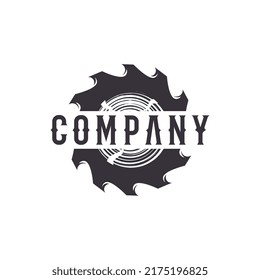 Saw Blade Logo For Woodworking Vector Illustration