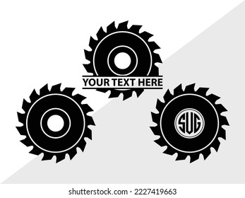 Saw Blade monogram Printable Vector Illustration, 