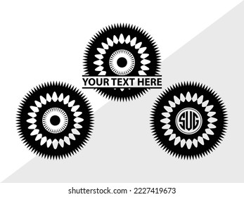 Saw Blade monogram Printable Vector Illustration, 
