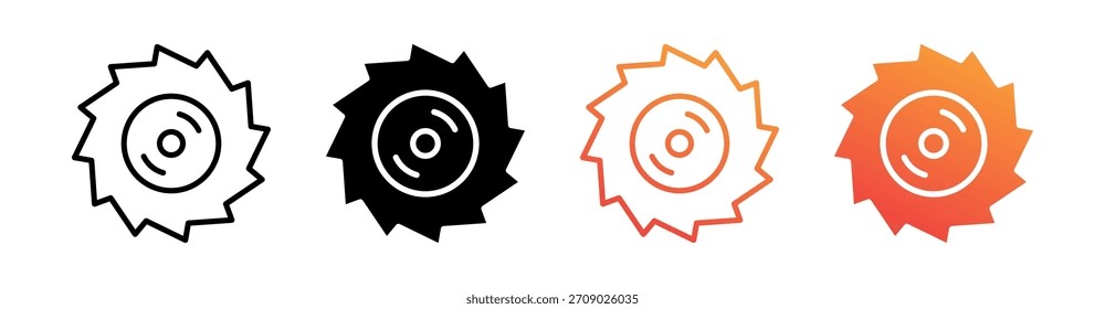 Saw Blade Multiple Style Icon Set Vector