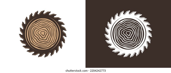 Saw blade or sawmill with circular wood texture or pattern symbol icon vector