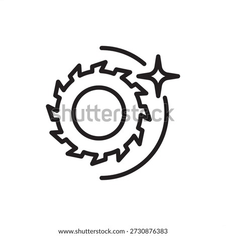 Saw blade sharpening icon. Tool maintenance and sawmill efficiency, represents carbide grinding, circular saw reconditioning, precision tooth honing, industrial cutter care, and timber tool longevity.