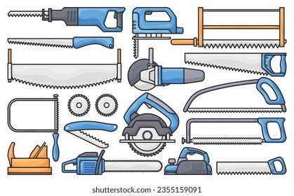 Saw of blade vector color set icon. Vector illustration carpentry tool on white background .Isolated color set icon saw of blade.