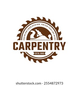 saw blade vector design, carpentry tool logo design, editable design, professional saw blade logo, premium