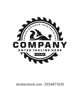 saw blade vector design, carpentry tool logo design, editable design, professional saw blade logo, premium