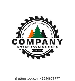 saw blade vector design, carpentry tool logo design, editable design, professional saw blade logo, premium, wood working