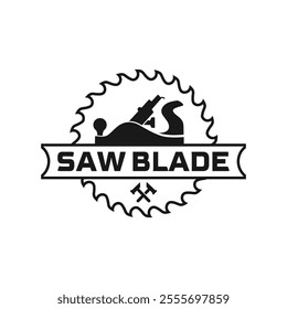 saw blade vector design,carpentry tool logo design,vintage,badge,editable design
