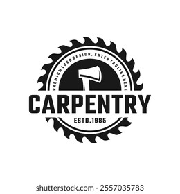 saw blade vector design,carpentry tool logo design,vintage,badge,editable design
