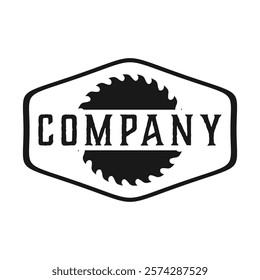 saw blade vector design,carpentry tool logo design,vintage,badge,editable design
