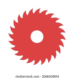 Saw blade vector icon. Red symbol