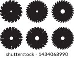 Saw blades for woodworking machine. Flat icons. Silhouette vector