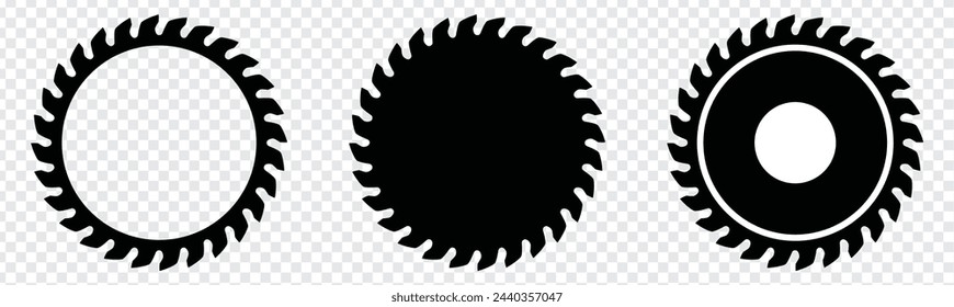 Saw blades for woodworking machine. Flat icons. Silhouette vector