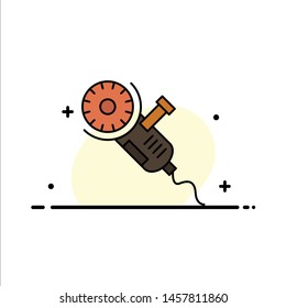 Saw, Circular Saw, Power, Tool, Blade  Business Flat Line Filled Icon Vector Banner Template