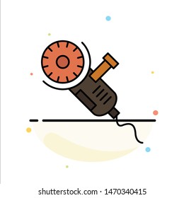 Saw, Circular Saw, Power, Tool, Blade Abstract Flat Color Icon Template. Vector Icon Template background