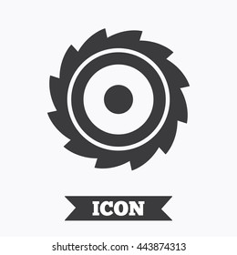 Saw circular wheel sign icon. Cutting blade symbol. Graphic design element. Flat circular saw symbol on white background. Vector