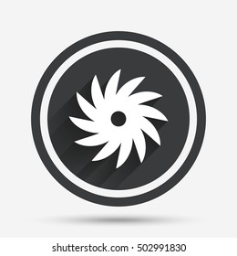 Saw circular wheel sign icon. Cutting blade.