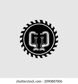 Saw and Clamp Logo Symbol