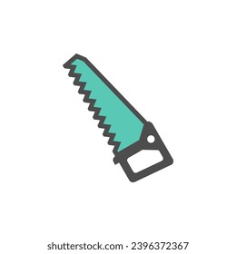 Saw colorful vector icon, garden tool, equipment and accessory