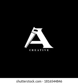 Saw concept A letter logo design. Vector EPS10.