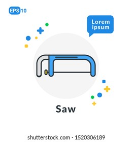 Saw Construction Tool Flat icon . Used For web, logo, mobile app, User Interface and Infographic