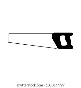 Saw construction tool on black and white
