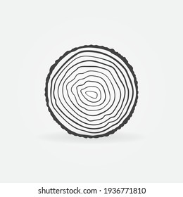 Saw Cut Tree Trunk With Rings Vector Concept Icon Or Symbol