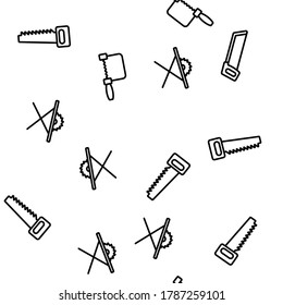 Saw Cutting Equipment Vector Seamless Pattern Thin Line Illustration