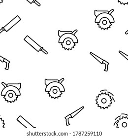 Saw Cutting Equipment Vector Seamless Pattern Thin Line Illustration