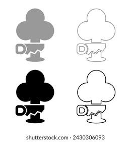 Saw cutting tree set icon grey black color vector illustration image solid fill outline contour line thin flat style