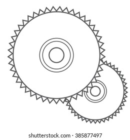 Saw disc, a circular saw outline drawing.