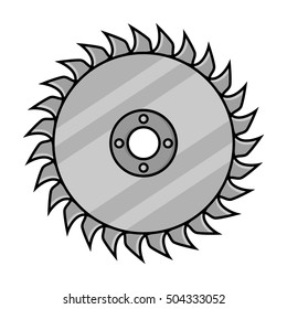 Saw disc icon in monochrome style isolated on white background. Sawmill and timber symbol stock vector illustration.