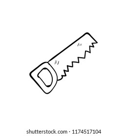 saw doodle icon vector 