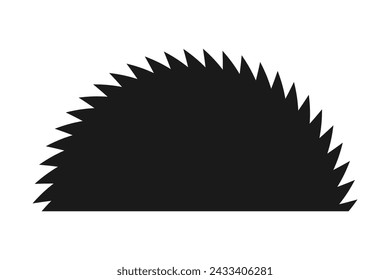 Saw edge half-circle silhouette icon. A black symbol with jagged edges. Isolated on a white background.