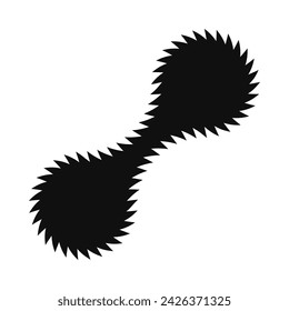 Saw edge metaball silhouette shape icon. A symbol made from blobs morphed together with jagged edges. Isolated on a white background.