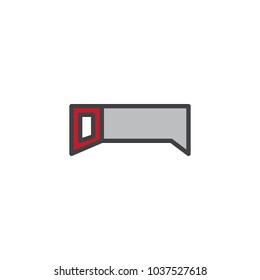Saw filled outline icon, line vector sign, linear colorful pictogram isolated on white. Hand saw symbol, logo illustration. Pixel perfect vector graphics