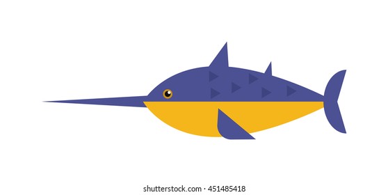 Saw fish marine character vector cartoon illustration