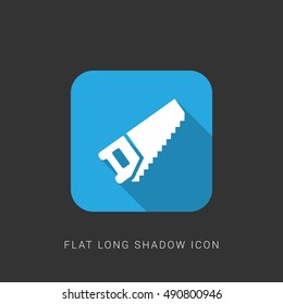 Saw Flat blue long shadow Icon / Logo Design