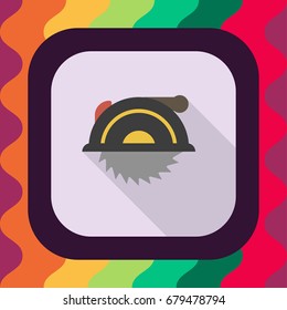 saw flat icon with long shadow, vector illustration