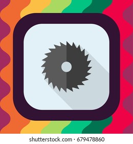 saw flat icon with long shadow, vector illustration